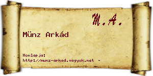 Münz Arkád névjegykártya
